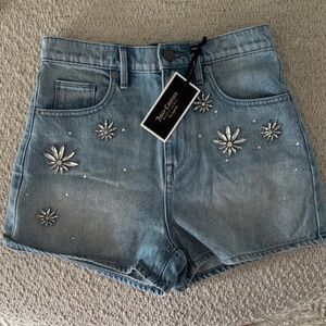 Juicy Couture Light Blue Jean Shorts with Silver Embellishments